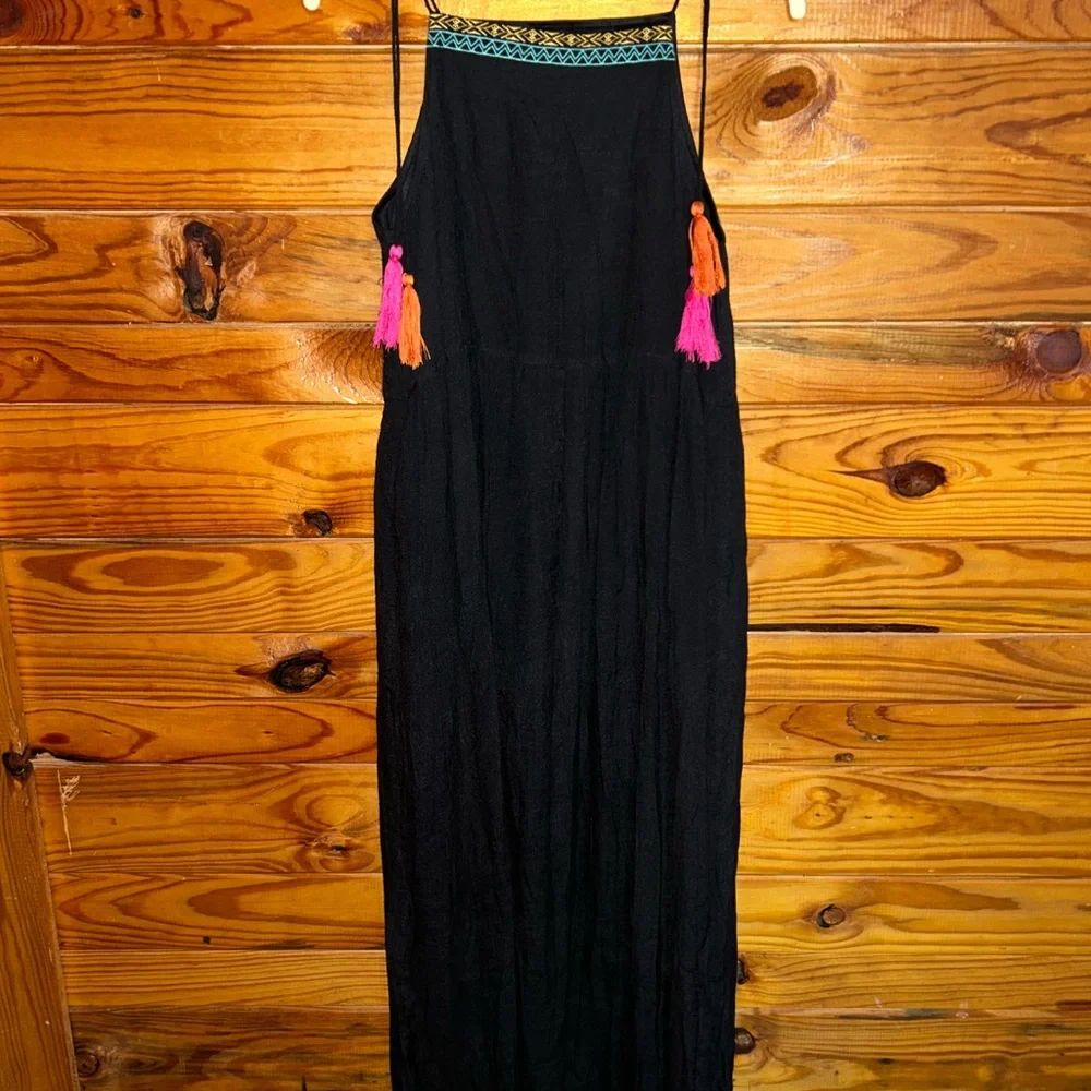 NWT— Beautiful, black maxi dress with multicolored accents on chest area; - Picture 4 of 4